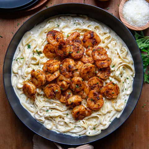 LINGUINES ALFREDO, CREVETTES AIL & PARMESAN