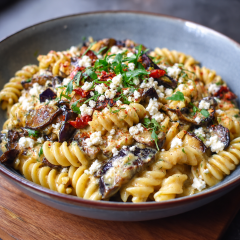 ROTINIS CRÉMEUX AU PESTO D'AUBERGINES