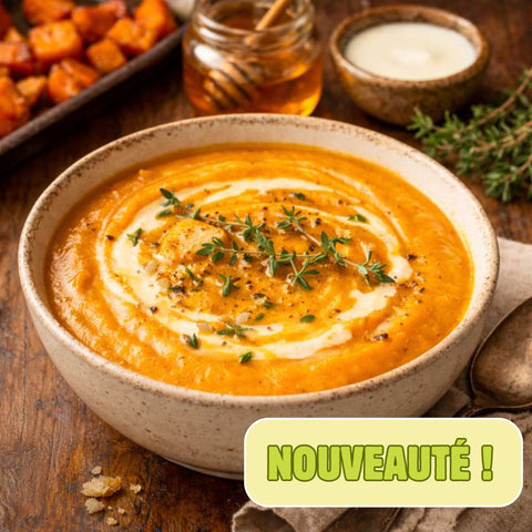 CRÈME DE CAROTTES RÔTIES, MIEL & THYM