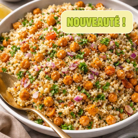 SALADE DE COUSCOUS ORIENTALE AU SÉSAME, ABRICOTS & POIS CHICHES