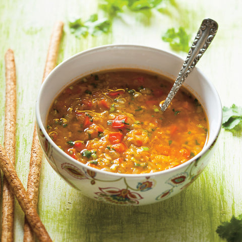 SOUPE INDIENNE AUX LENTILLES & POIVRONS