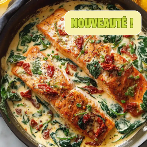 SAUMON TOSCAN SAUCE CRÈME VIN BLANC, TOMATES SÉCHÉES & BASILIC