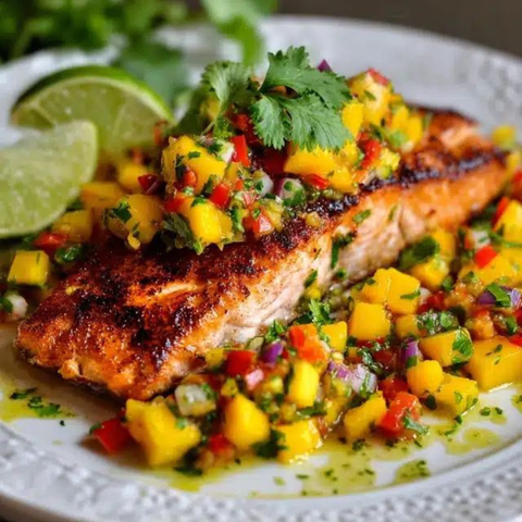 PAVÉ DE SAUMON, SALSA DE MANGUES & LIMETTE
